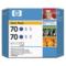 HP 70 (CB349A) Original Blue Ink Cartridge (Twin Pack)