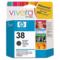 HP 38 Matte Black Pigment Original Inkjet Print Cartridge with Vivera Ink (C9412A)