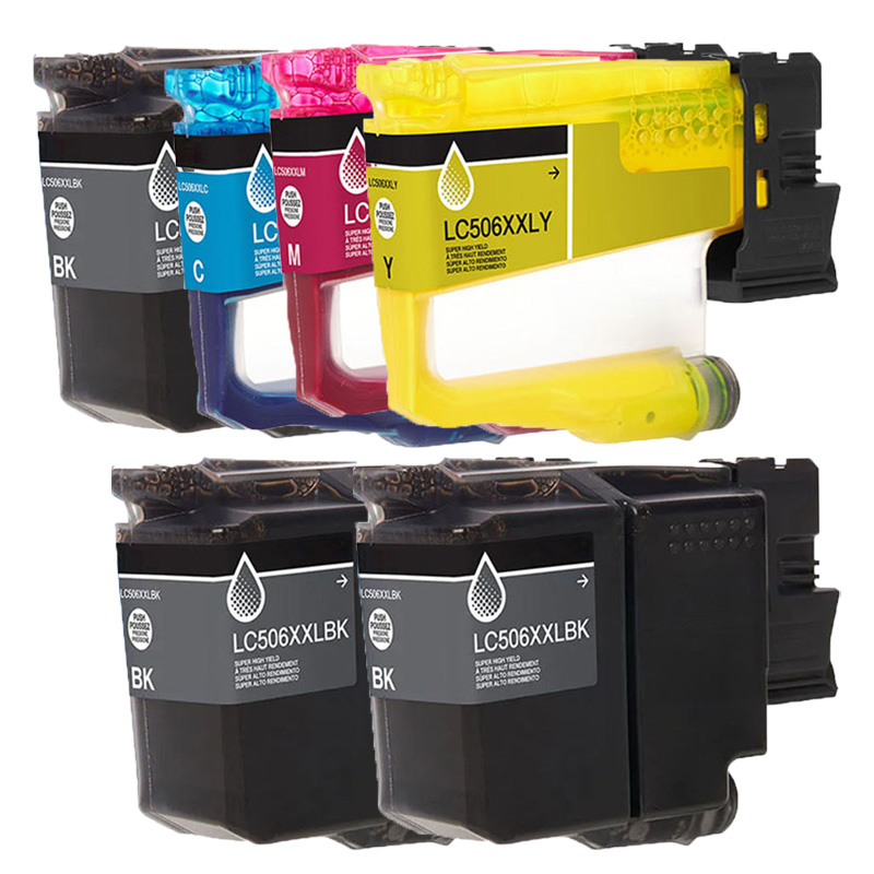 Compatible Brother LC506XXLBK/C/M/Y Full Set + 2 EXTRA Black Super High Yield Ink Cartridges (6 Pack