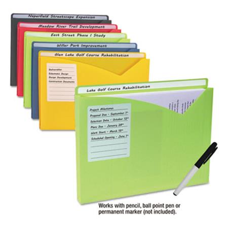 C-Line Write-On Expanding Poly File Folders, 1" Exp., Letter, Assorted Colors, 10/BX