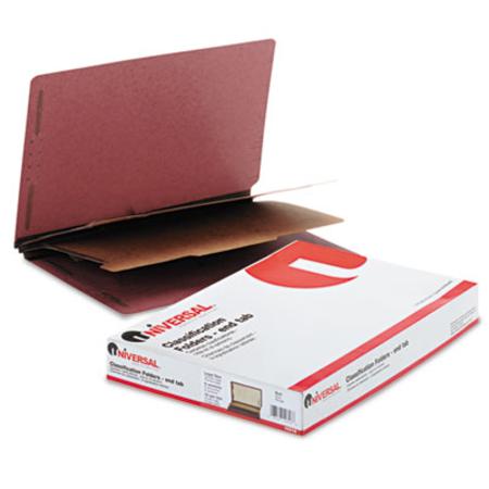 Universal Pressboard End Tab Classification Folders  Legal  Six-Section  Red  10/Box