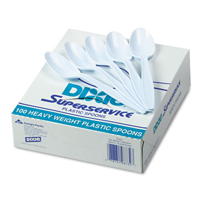 Dixie Plastic Cutlery  Heavyweight Teaspoons  White  100/Box