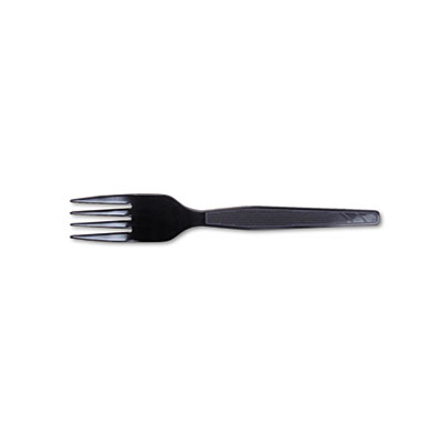 Dixie Plastic Cutlery  Heavy Mediumweight Forks  Black  100/Box