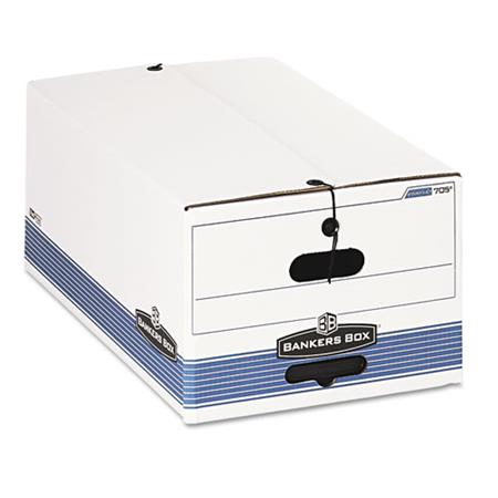 Bankers Box Stor/File Storage Box Button Tie Legal White/Blue 12/Carton