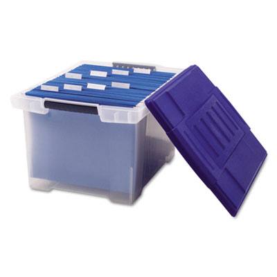 Storex Plastic File Tote Storage Box Letter/Legal Snap-On Lid Clear