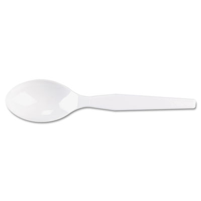 Dixie Plastic Cutlery  Heavy Mediumweight Teaspoons  White  100/Box