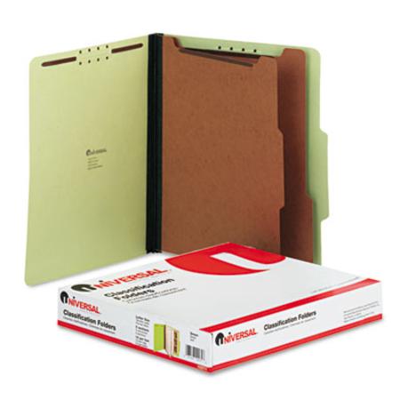 Universal Pressboard Classification Folder  Letter  Six-Section  Green  10/Box