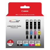Canon CLI-251 Multipack Original Standard Capacity Ink Cartridge (Black/Cyan/Magenta/Yellow) - 4 Pack