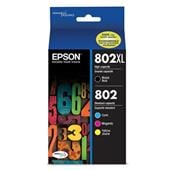 Epson T802XL Black High Capacity and Color Standard Capacity Original Multipack - 4 Pack