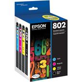 Epson T802 Black and Color Original Standard Capacity Multipack - 4 Pack