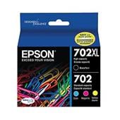Epson 702XL (T702XL-BCS) Black High Capacity and Color Standard Capacity Ink Cartridges Multipack